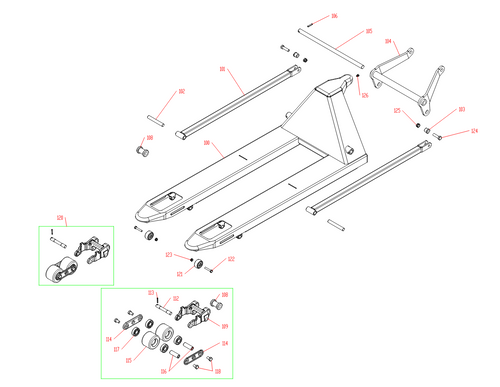 Plan éclaté transpalette manuel Pramac GS25 2500kg